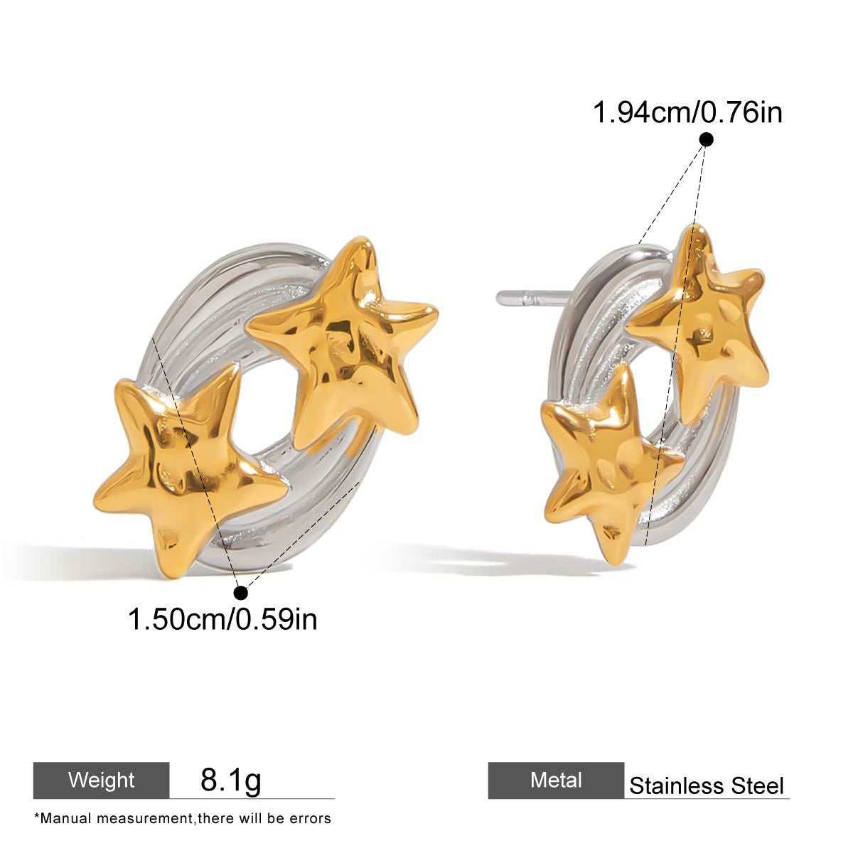 Star and Sculptural Earrings — dimensions and size reference 04