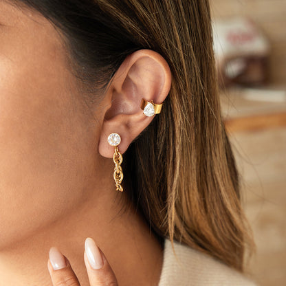 Two-Tone Zircon Chain Drop Earrings — flat lay 02