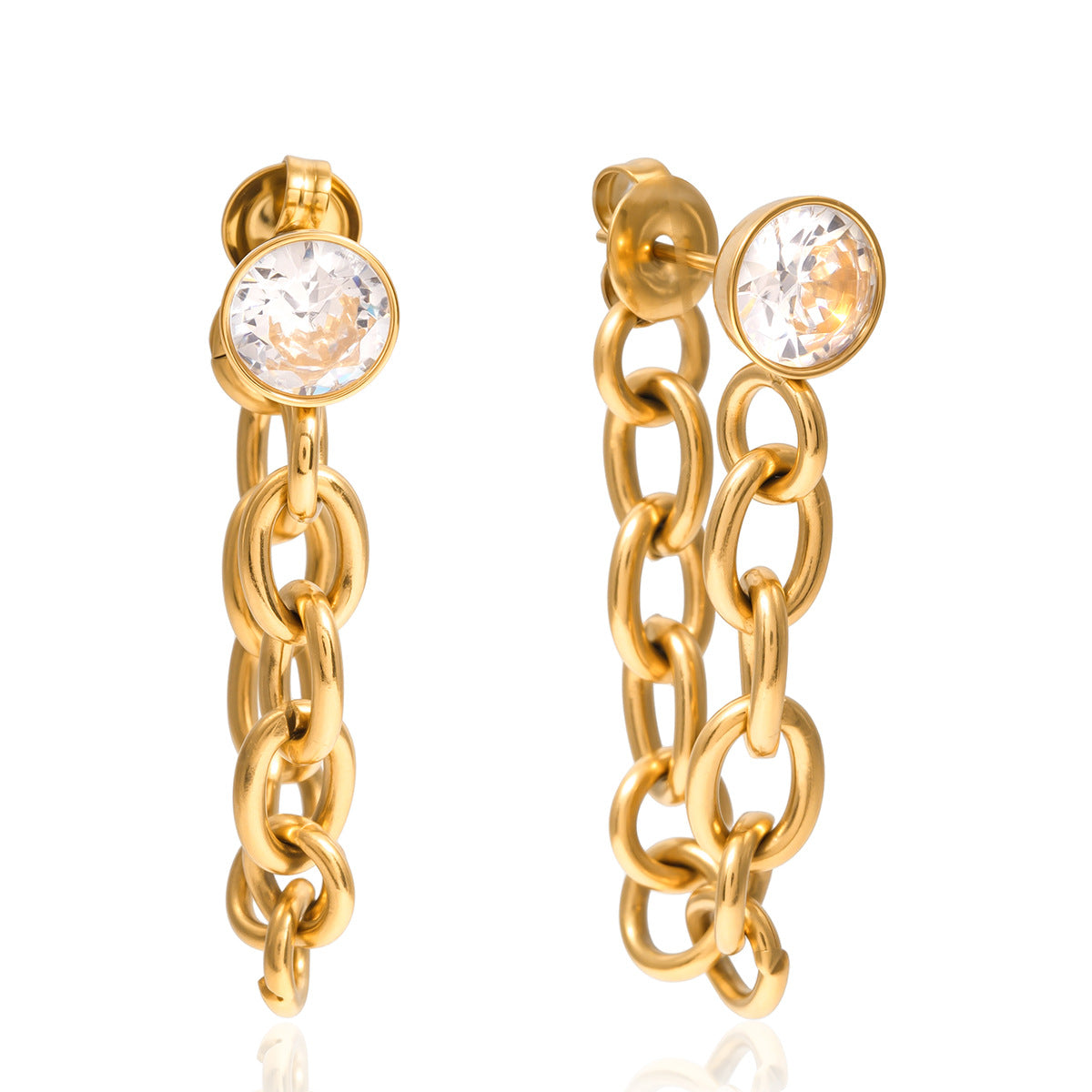 Two-Tone Zircon Chain Drop Earrings — design overview 05