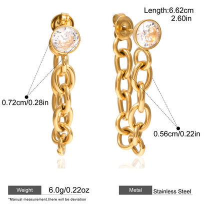 Two-Tone Zircon Chain Drop Earrings — dimensions and size reference 07