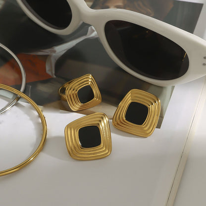 Square Inlay Statement Earrings — flat lay 02