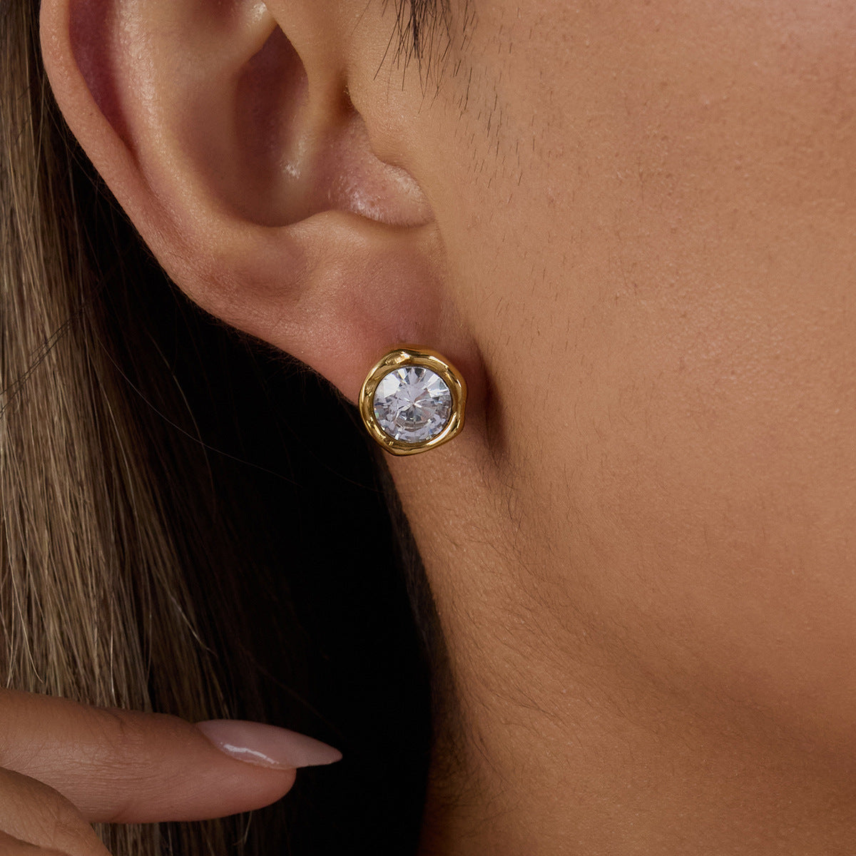 Round Stud Earrings — styled view 04