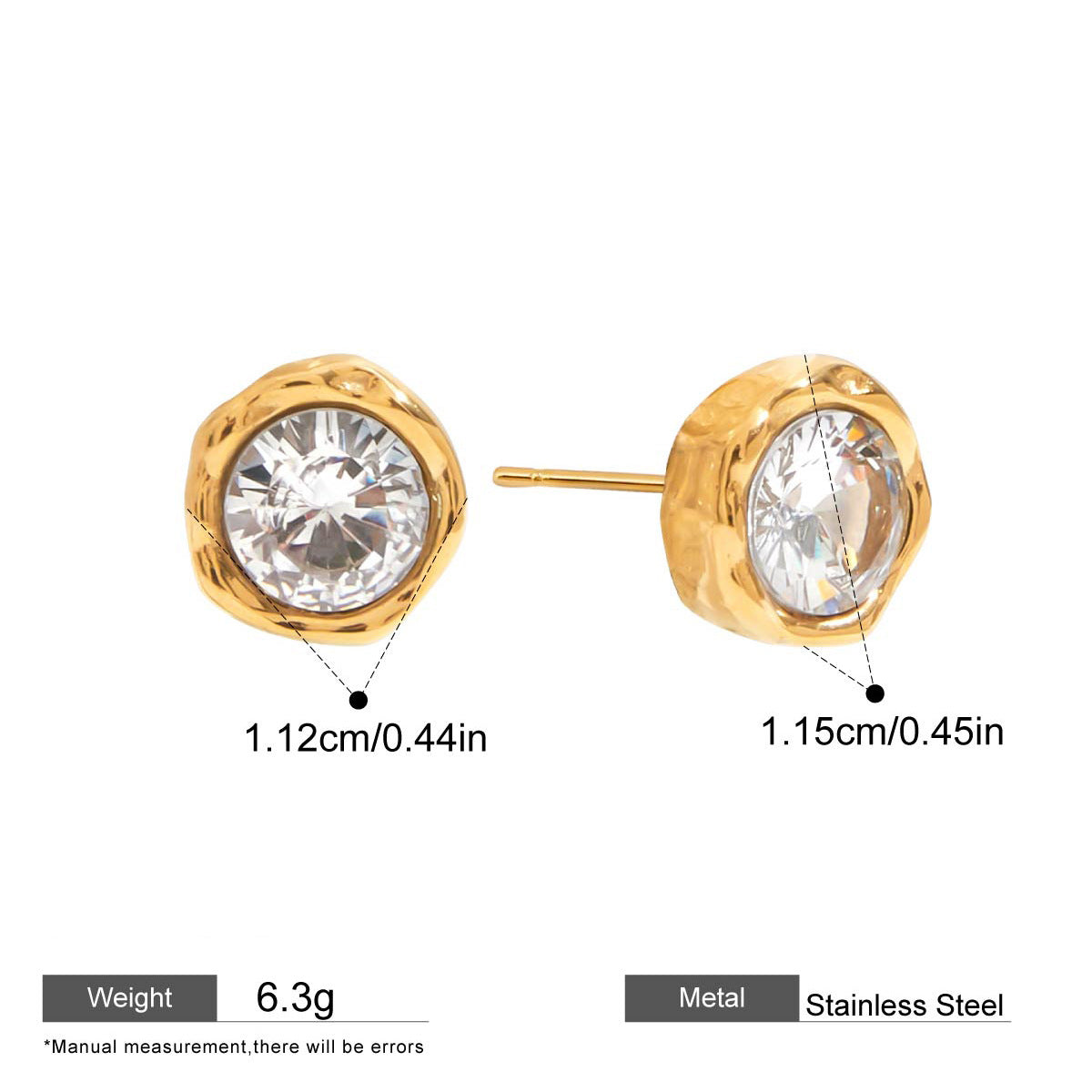 Round Stud Earrings — dimensions and size reference 06
