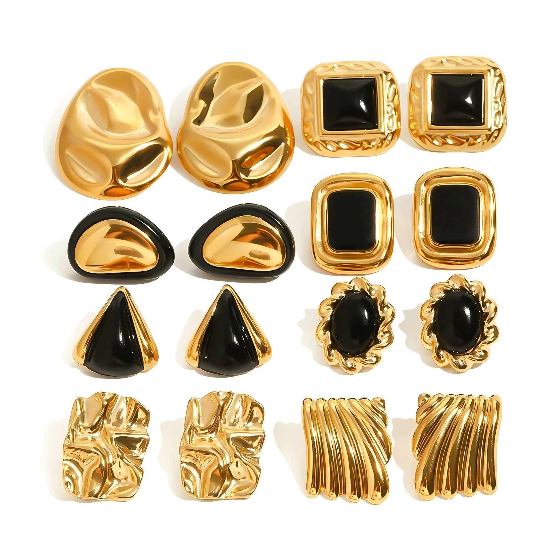 Geometric Inlay Statement Earrings — product view 01