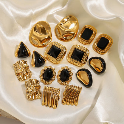 Geometric Inlay Statement Earrings — flat lay 02