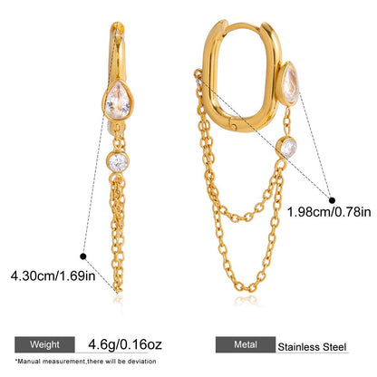 Gold-Tone Teardrop Zircon Chain Earrings — dimensions and size reference 08