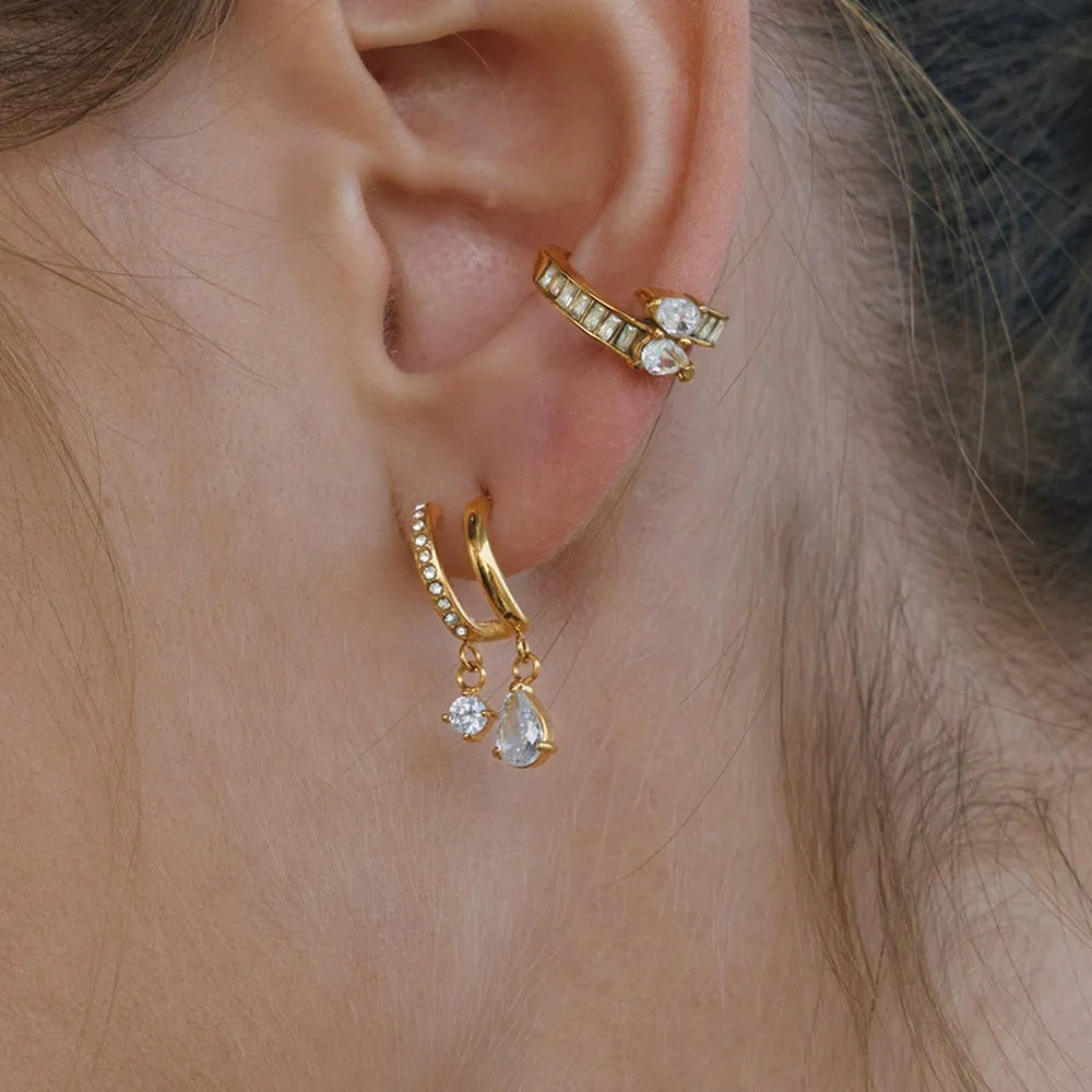 Layered Zircon Hoop Earrings — product view 01