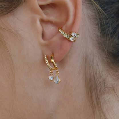 Layered Zircon Hoop Earrings — product view 01