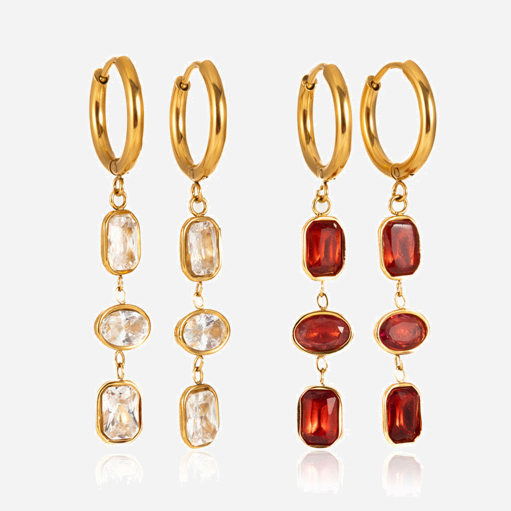 Rectangular Stone Drop Earrings — product view 01