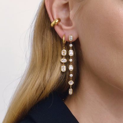 Rectangular Stone Drop Earrings — styled view 03