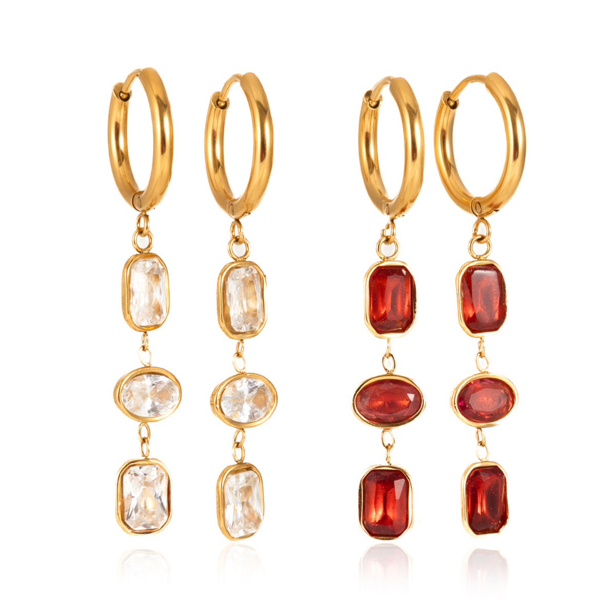 Rectangular Stone Drop Earrings — design overview 05