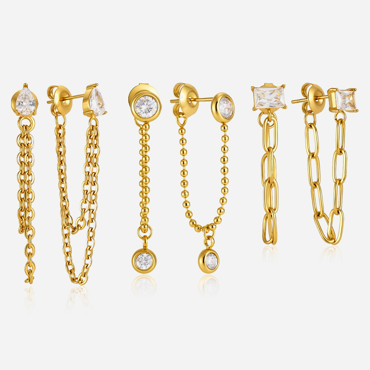 Detachable Chain Drop Earrings — product view 01