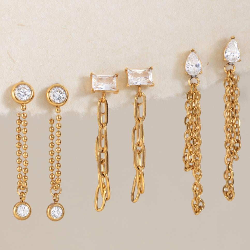 Detachable Chain Drop Earrings — flat lay 02