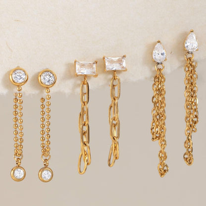 Detachable Chain Drop Earrings — flat lay 02