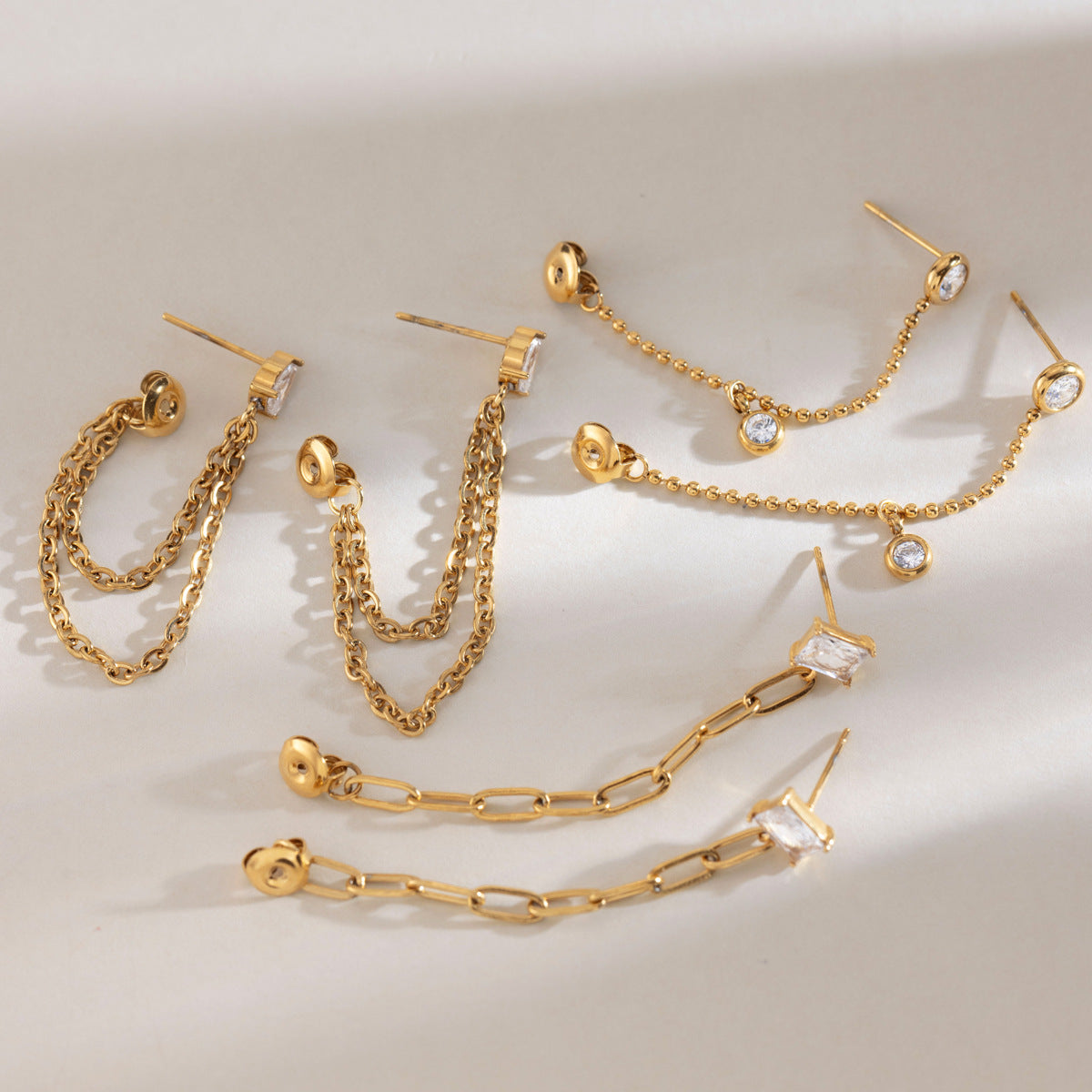 Detachable Chain Drop Earrings — styled view 03