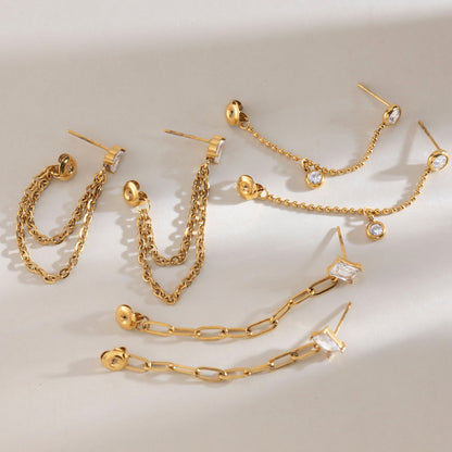Detachable Chain Drop Earrings — styled view 03