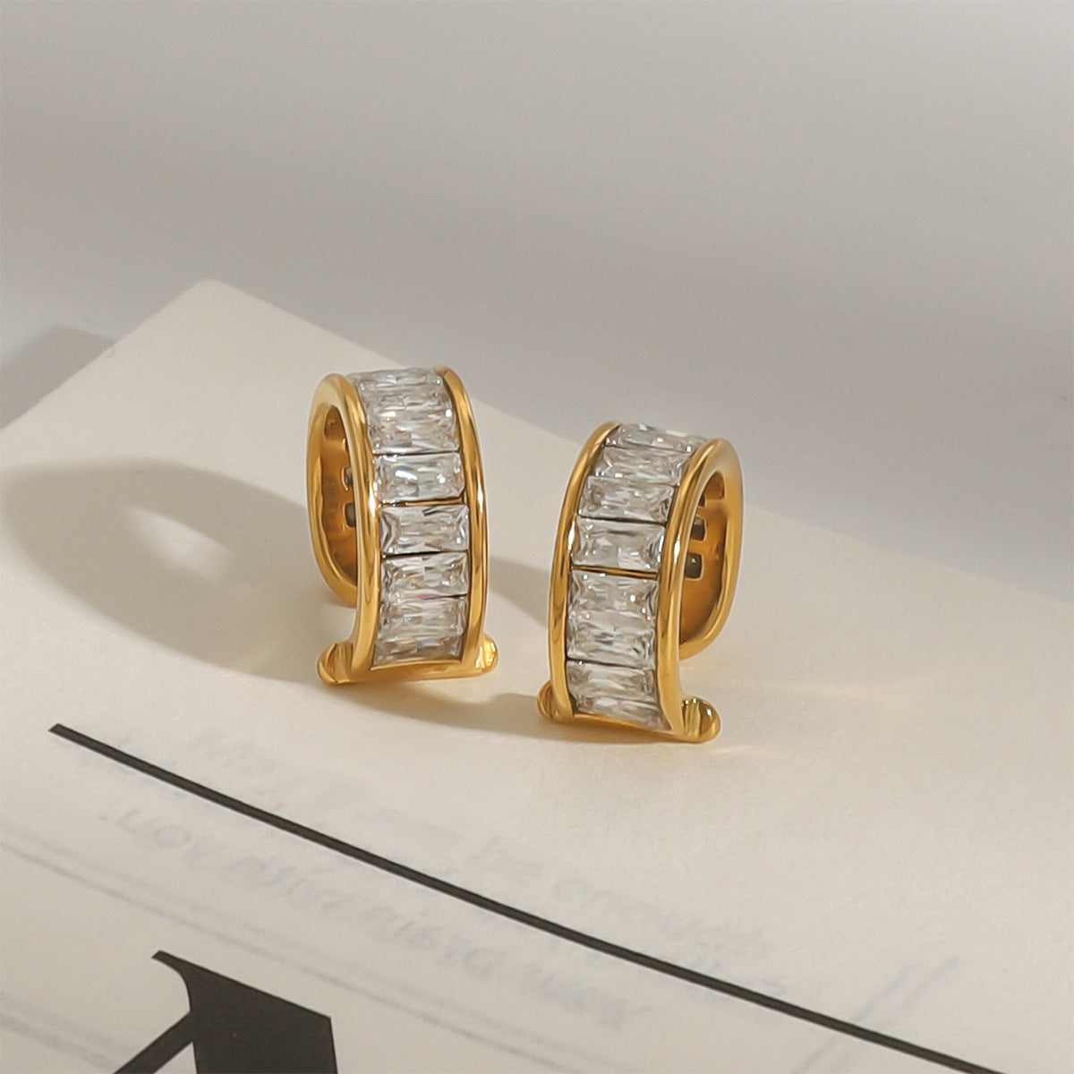 Baguette Zircon Ear Cuffs — styled view 03