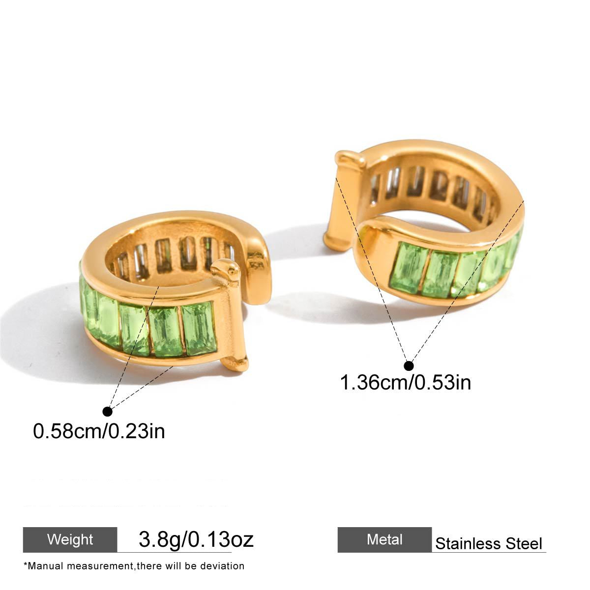 Baguette Zircon Ear Cuffs — dimensions and size reference 06