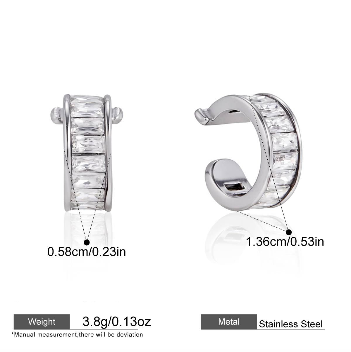 Baguette Zircon Ear Cuffs — dimensions and size reference 07