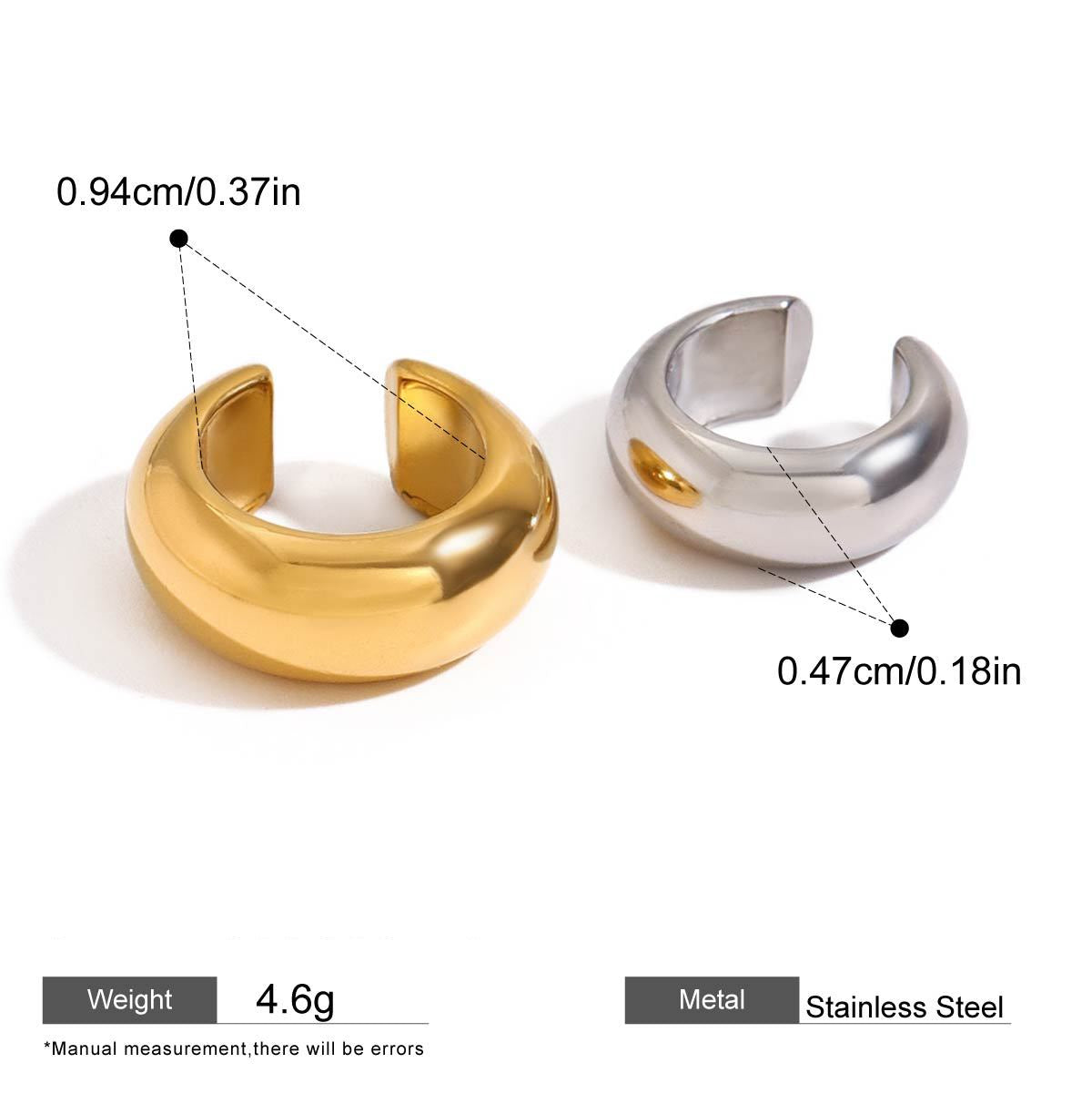Smooth Open Ear Cuffs — dimensions and size reference 06