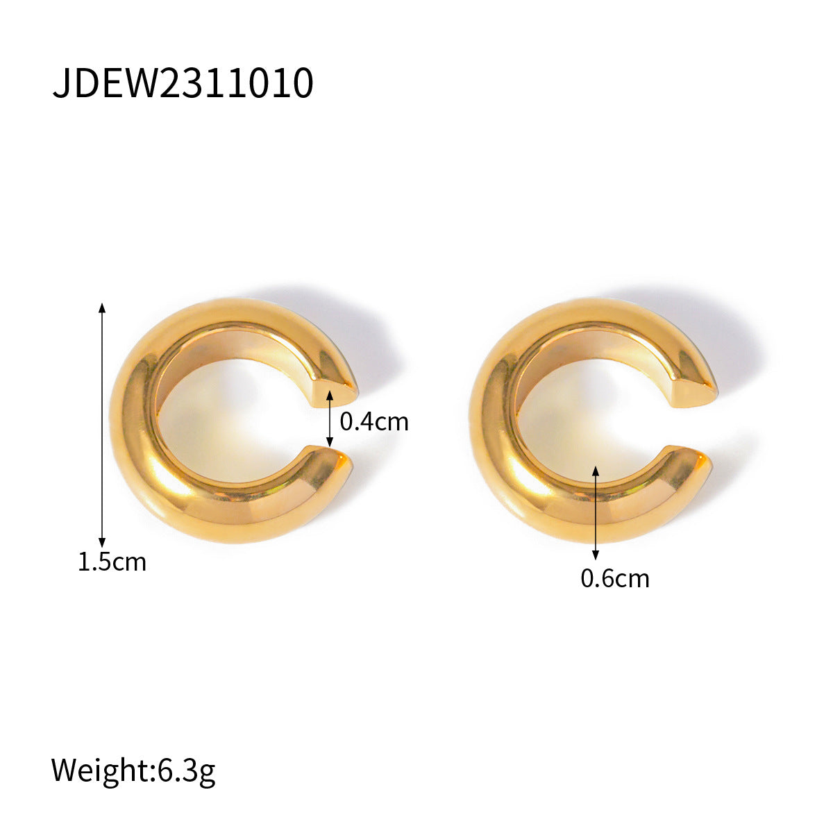 Smooth Open Ear Cuffs — dimensions and size reference 09