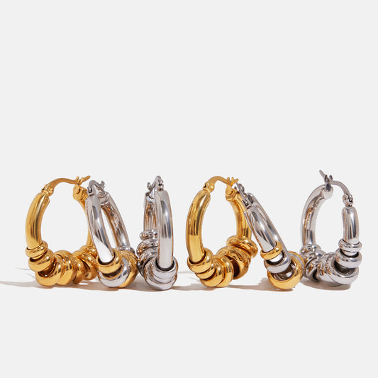 Stacked Ring Hoop Earrings — product view 01