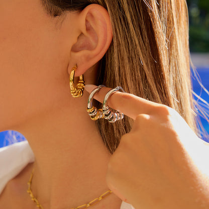 Stacked Ring Hoop Earrings — flat lay 02