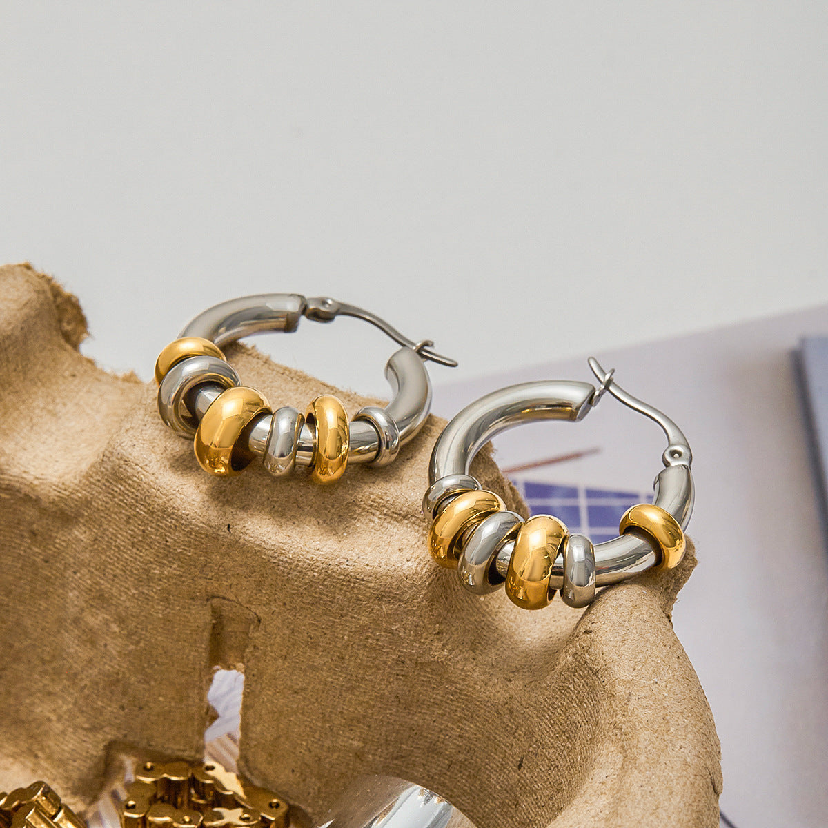 Stacked Ring Hoop Earrings — styled view 03