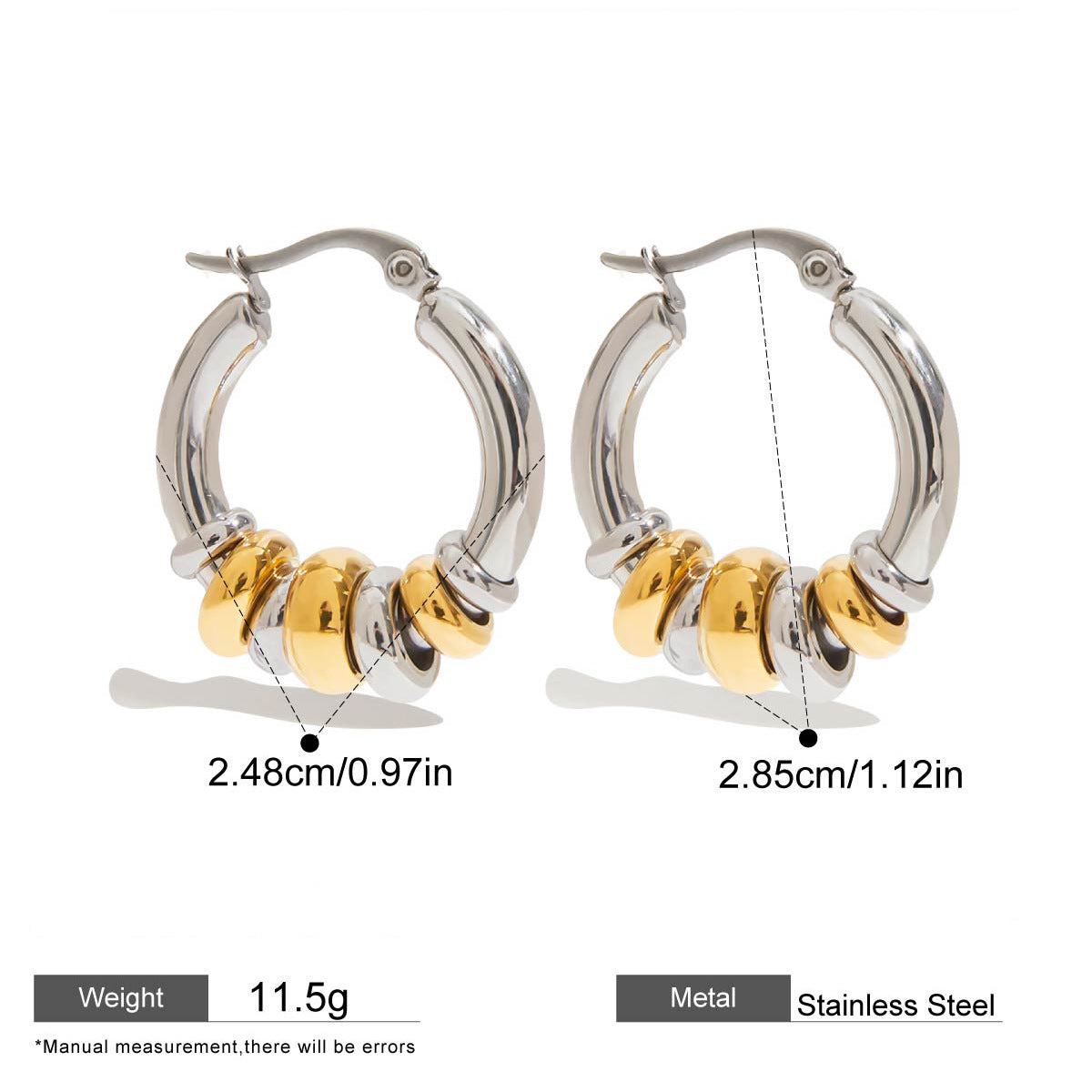 Stacked Ring Hoop Earrings — dimensions and size reference 06