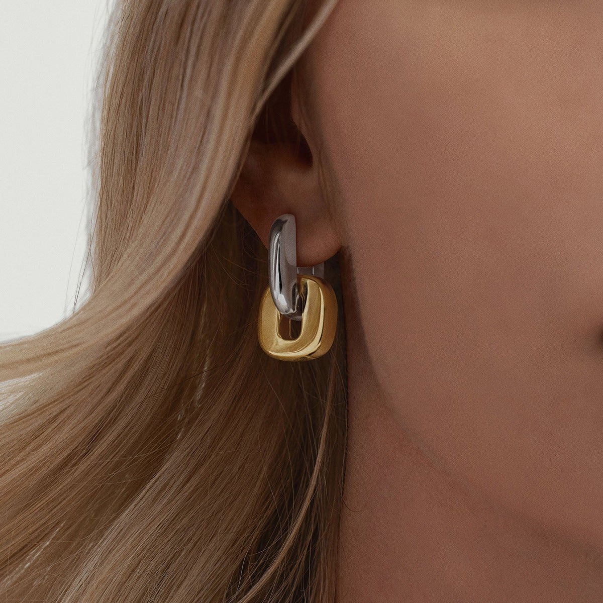 Interlocking Oval Hoop Earrings — styled view 03