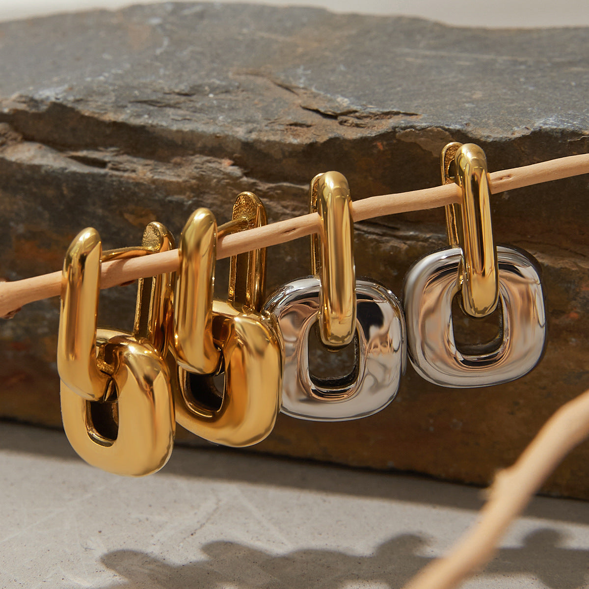 Interlocking Oval Hoop Earrings — styled view 04