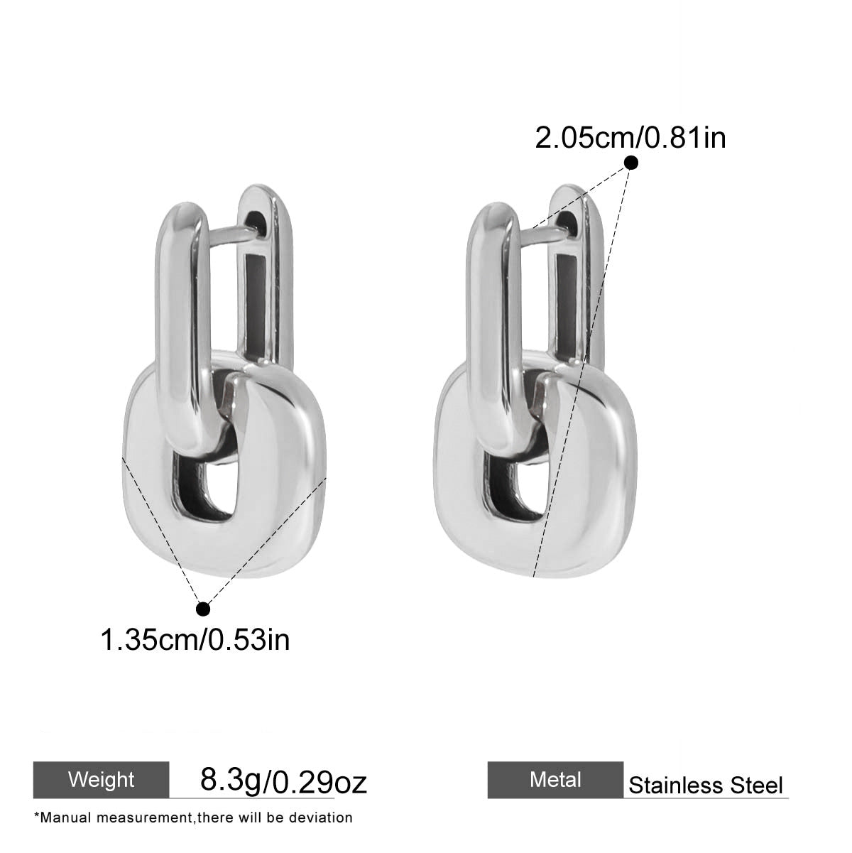 Interlocking Oval Hoop Earrings — dimensions and size reference 07