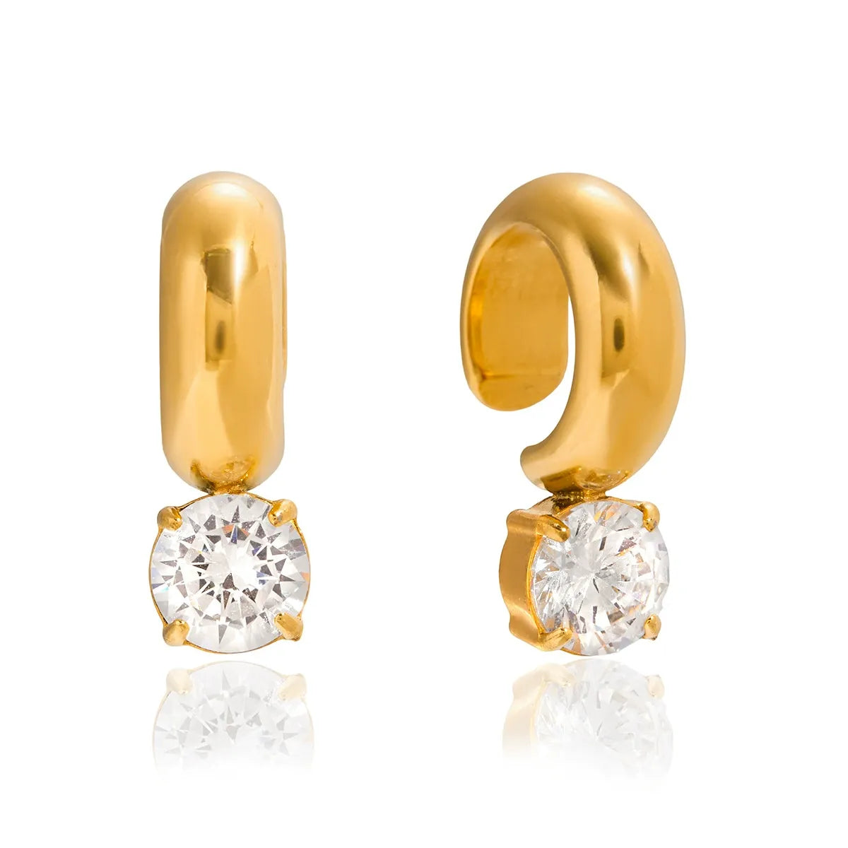 Two-Tone Round Zircon Ear Cuffs — styled view 01