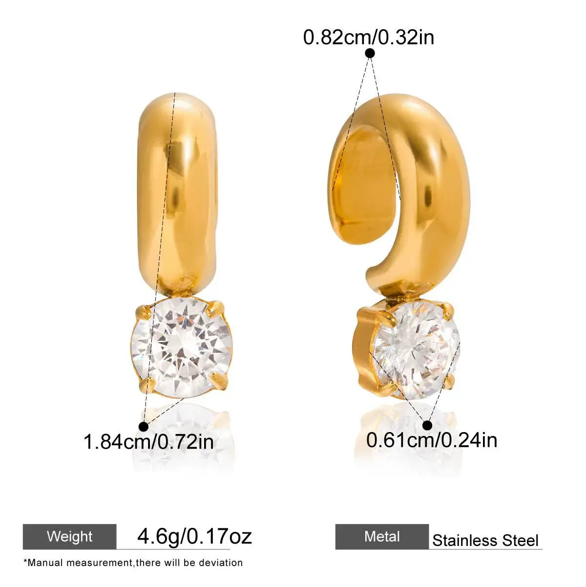 Two-Tone Round Zircon Ear Cuffs — styled view 02