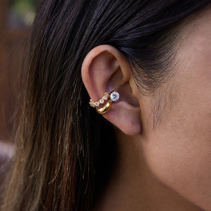 Two-Tone Round Zircon Ear Cuffs — styled view 04