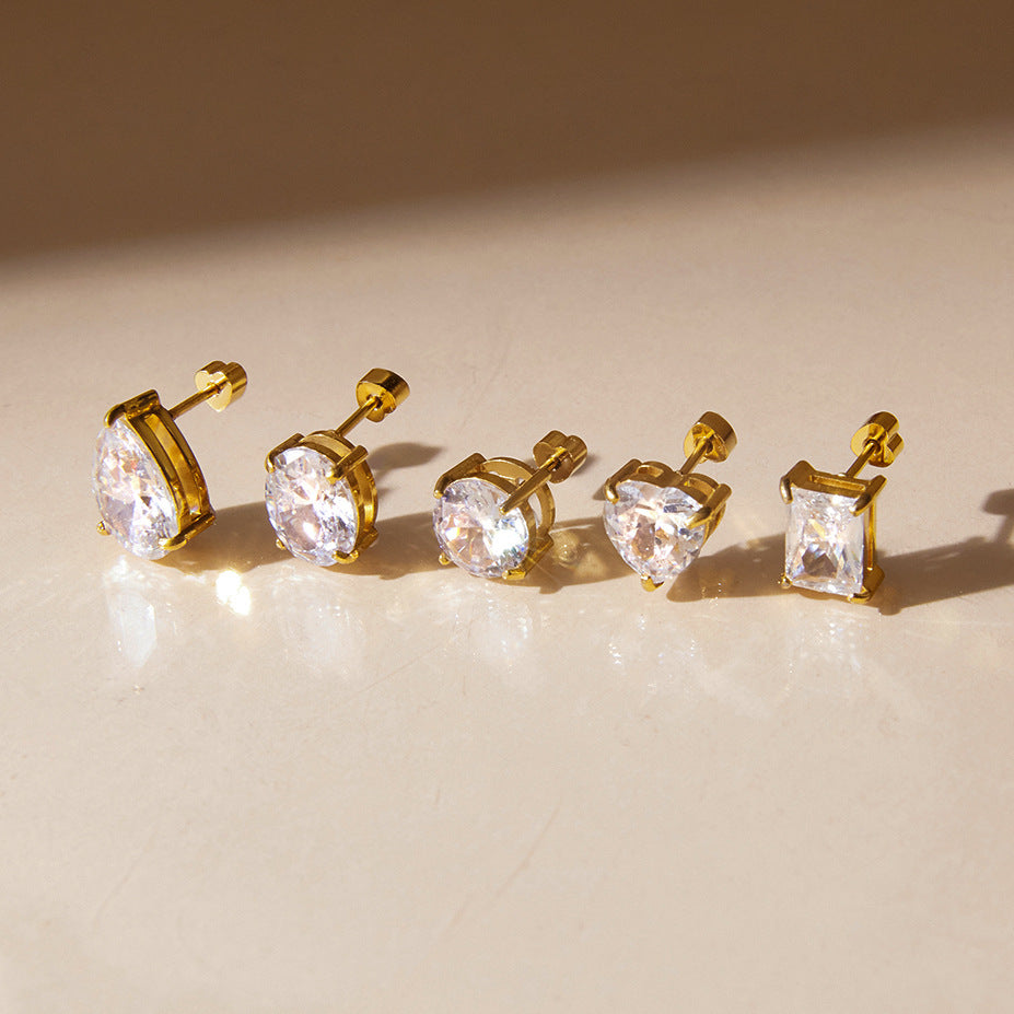 Assorted Zircon Stud Earrings — flat lay 02