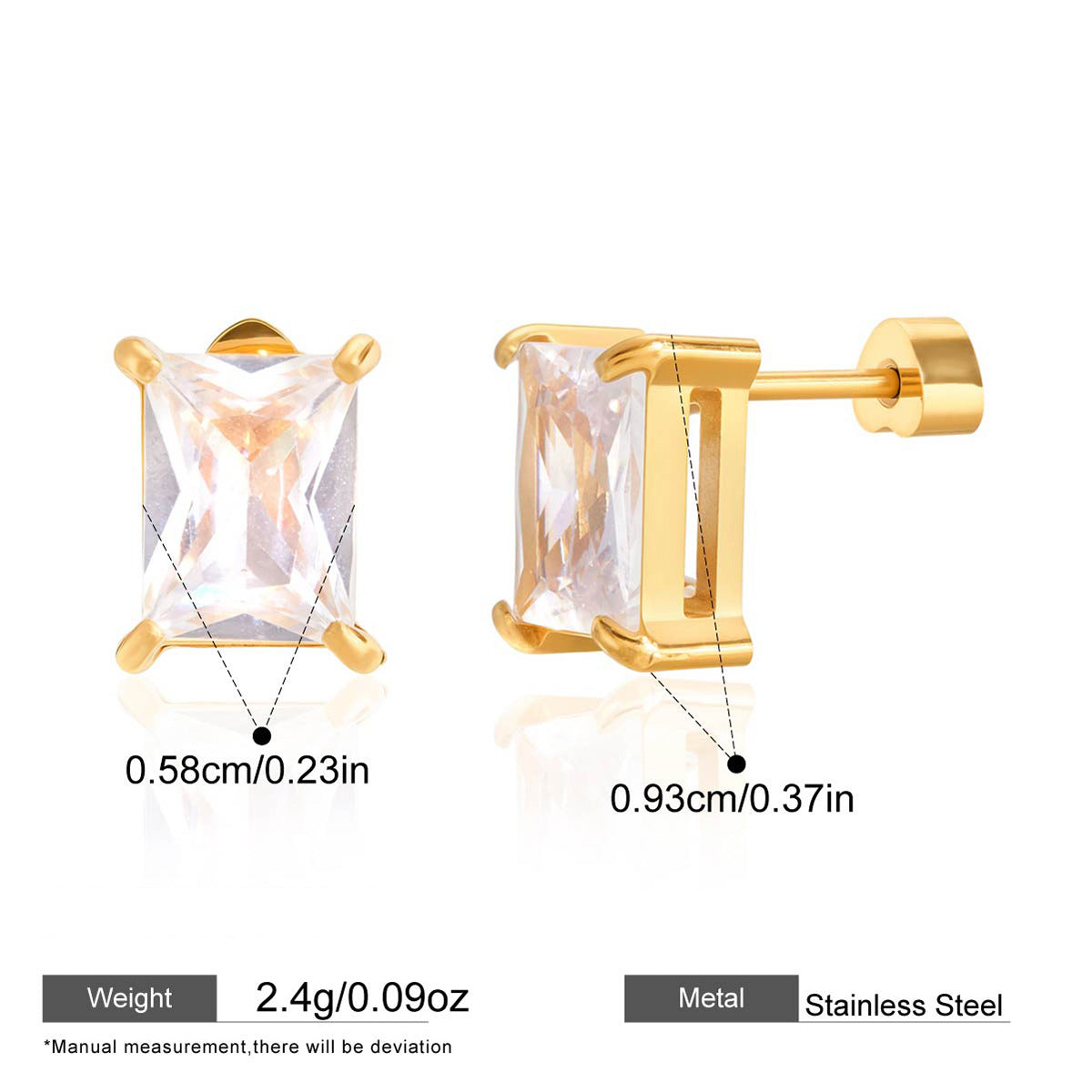 Assorted Zircon Stud Earrings — dimensions and size reference 09