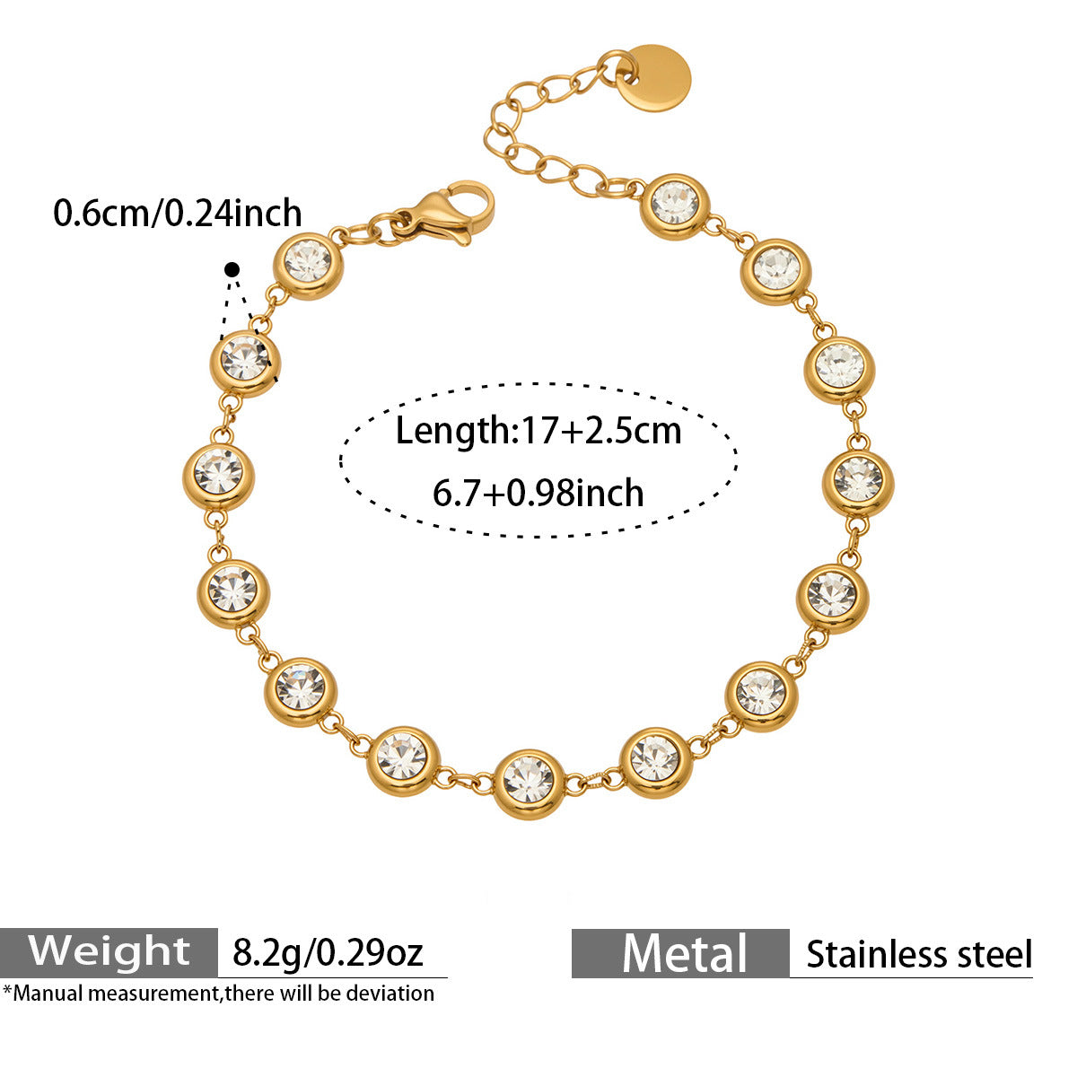 Multicolor Zircon Jewelry — dimensions and size reference 07