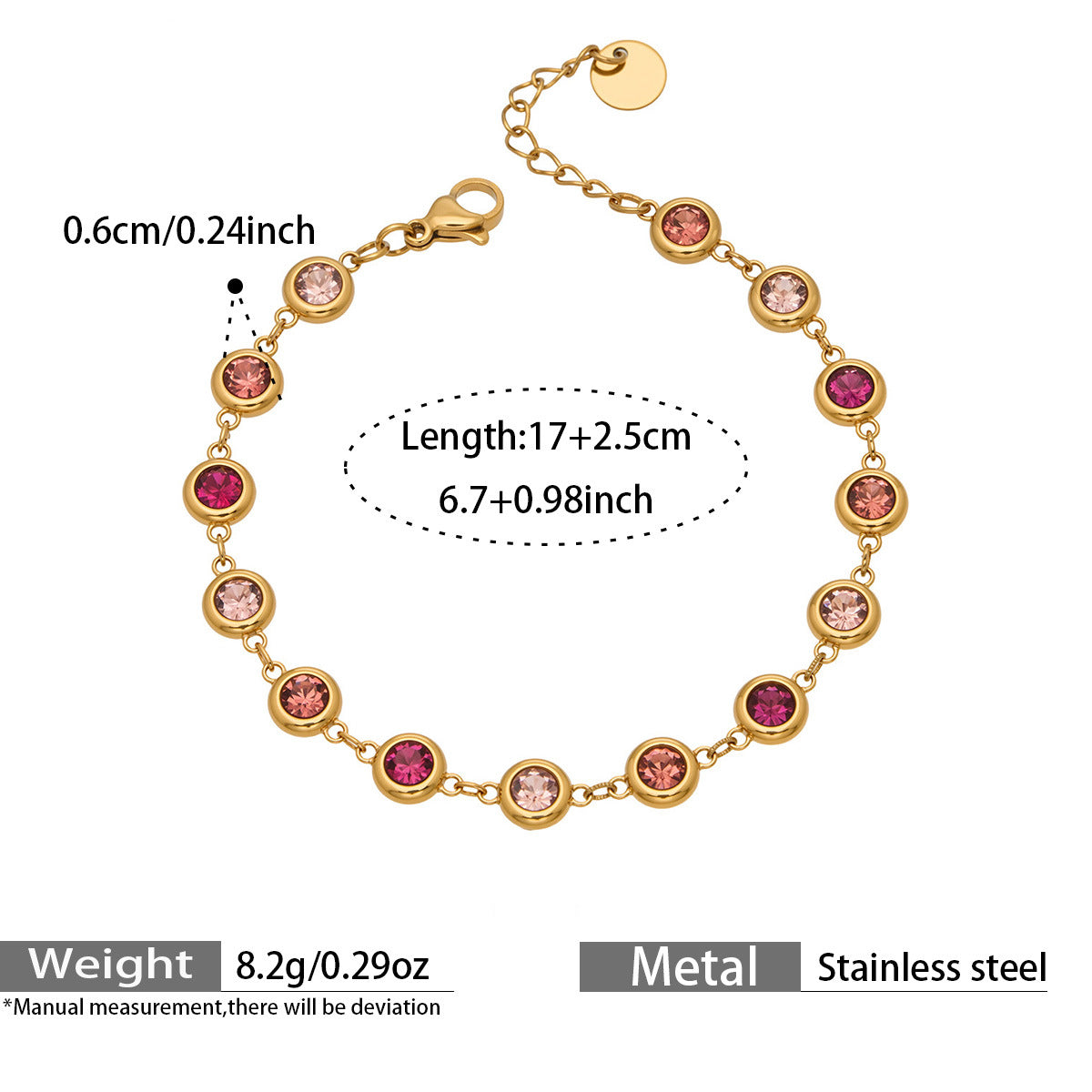 Multicolor Zircon Jewelry — dimensions and size reference 08