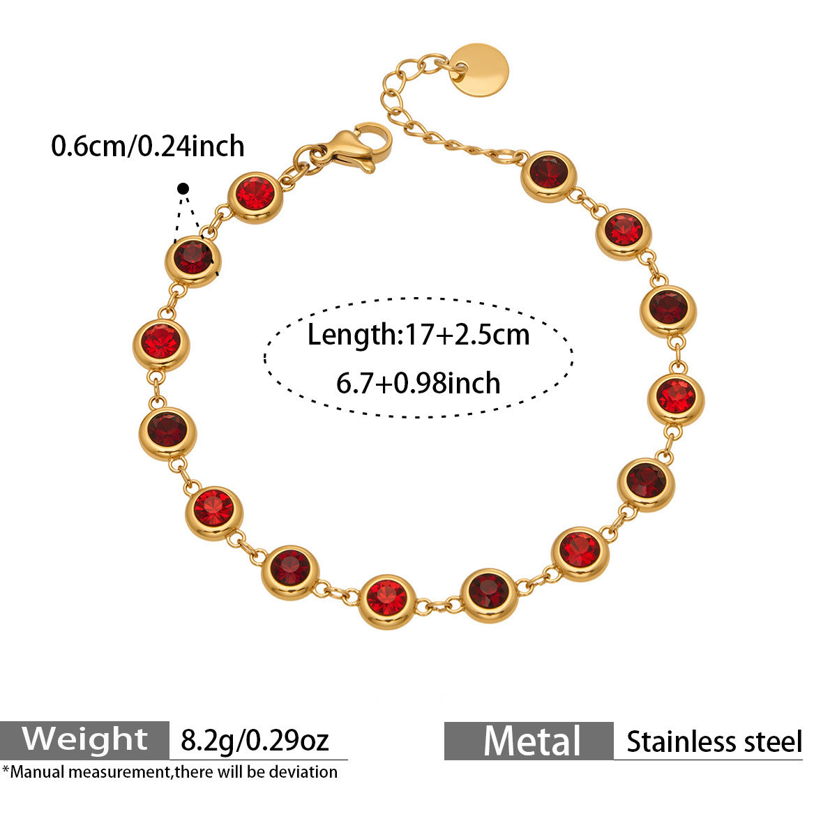 Multicolor Zircon Jewelry — dimensions and size reference 09