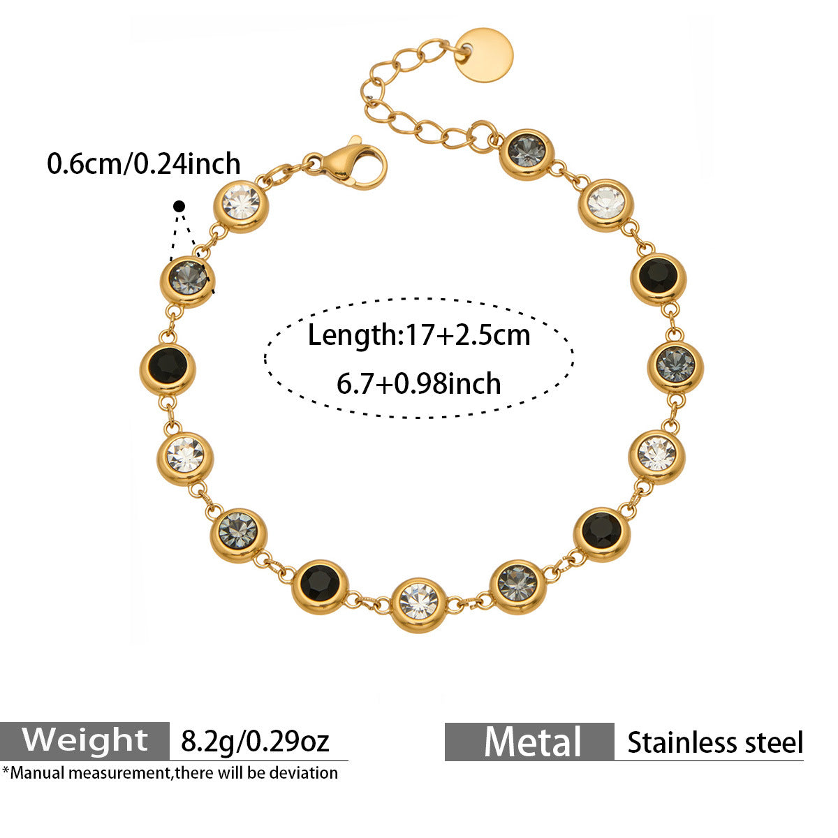 Multicolor Zircon Jewelry — dimensions and size reference 12