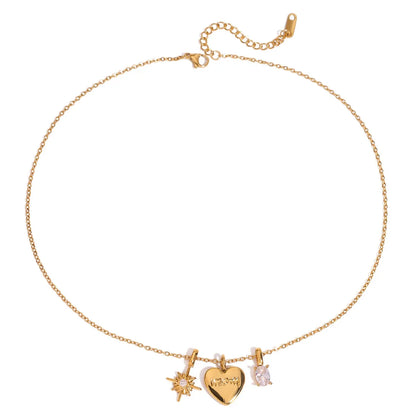 Mom Heart Sun Charm Necklace — styled view 04