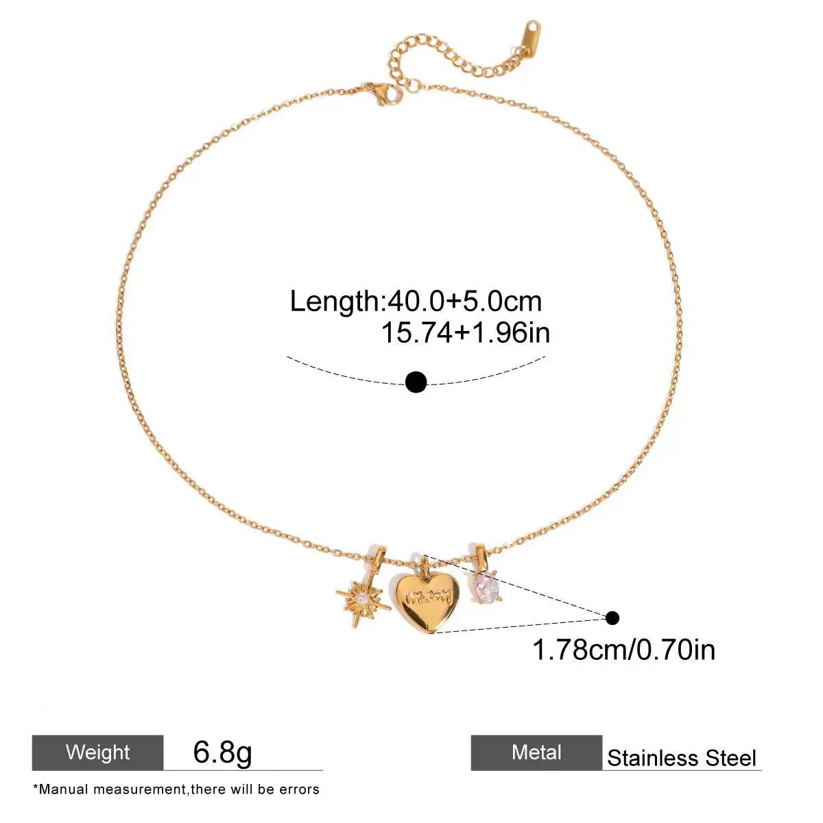 Mom Heart Sun Charm Necklace — design overview 05