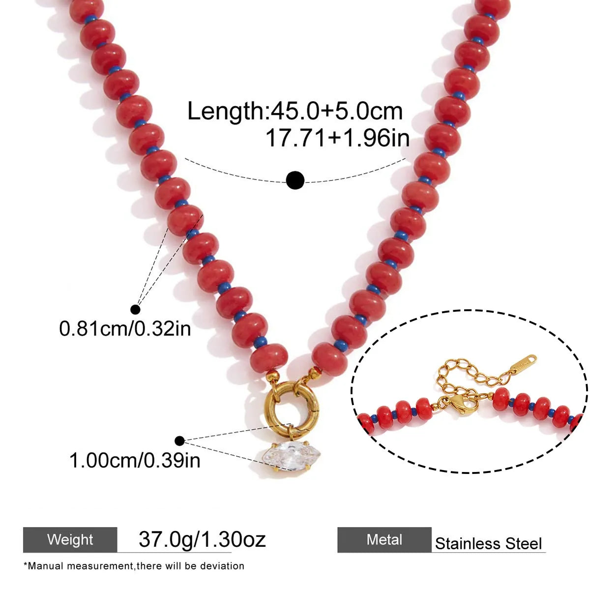 Colorful Beaded Necklace — dimensions and size reference 01