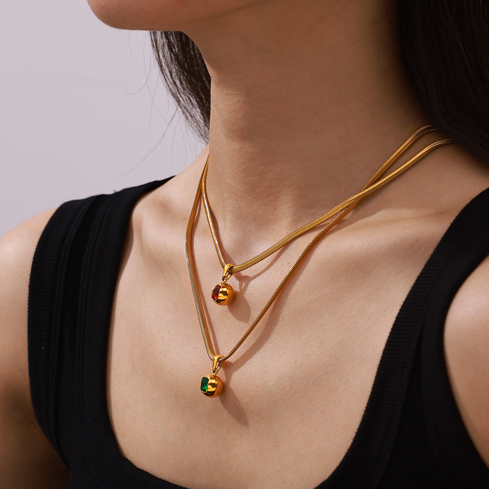 Round Zircon Pendant Necklace — styled view 02
