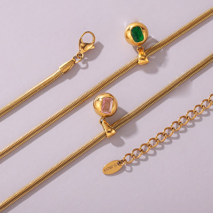 Round Zircon Pendant Necklace — flat lay 03