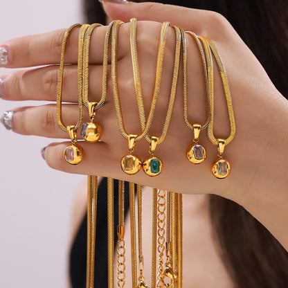 Round Zircon Pendant Necklace — styled view 04