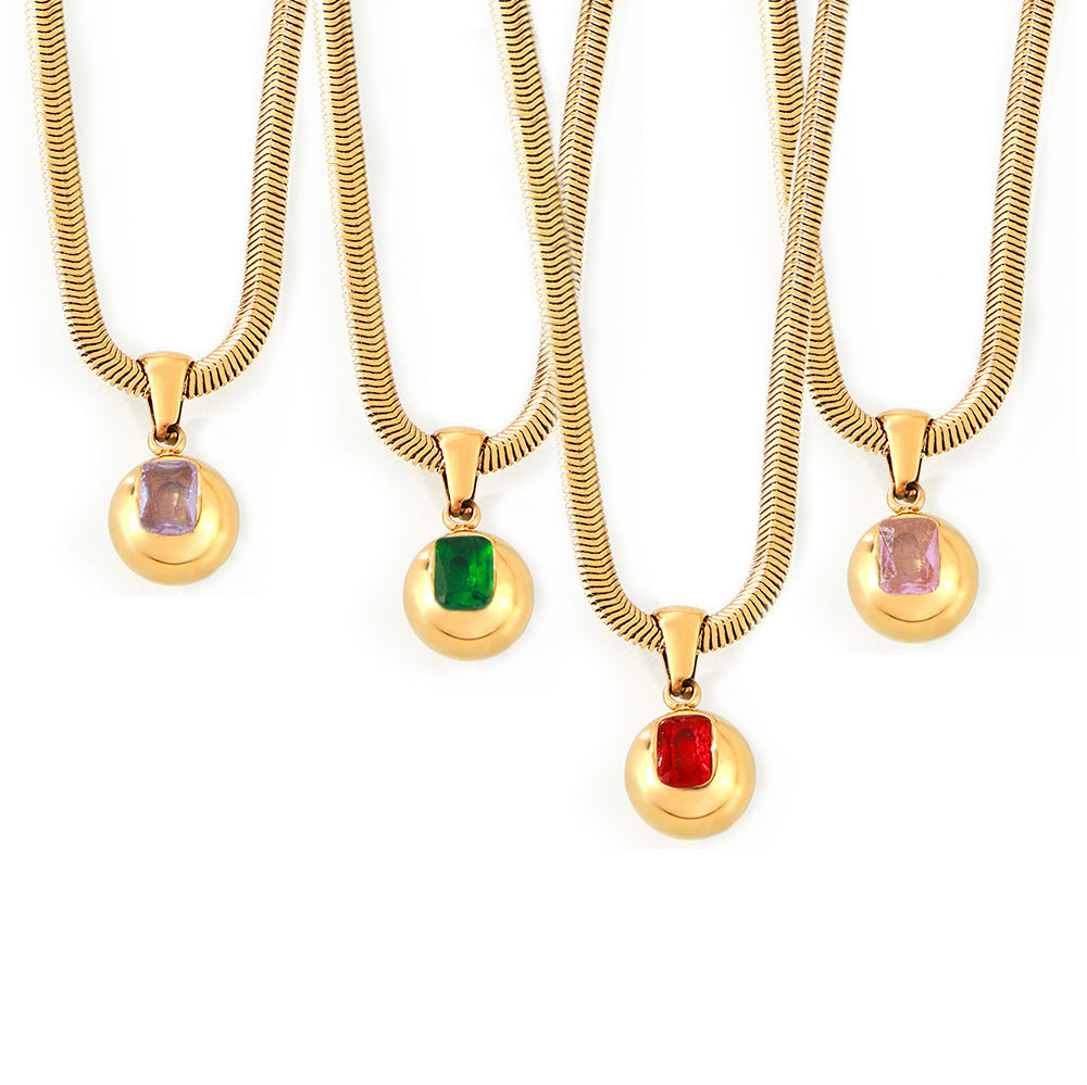 Round Zircon Pendant Necklace — design overview 05