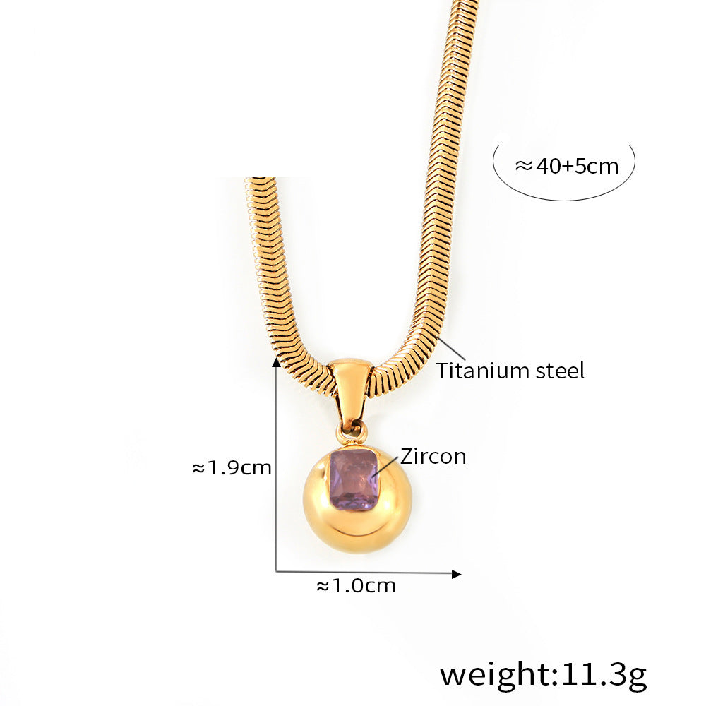 Round Zircon Pendant Necklace — dimensions and size reference 10