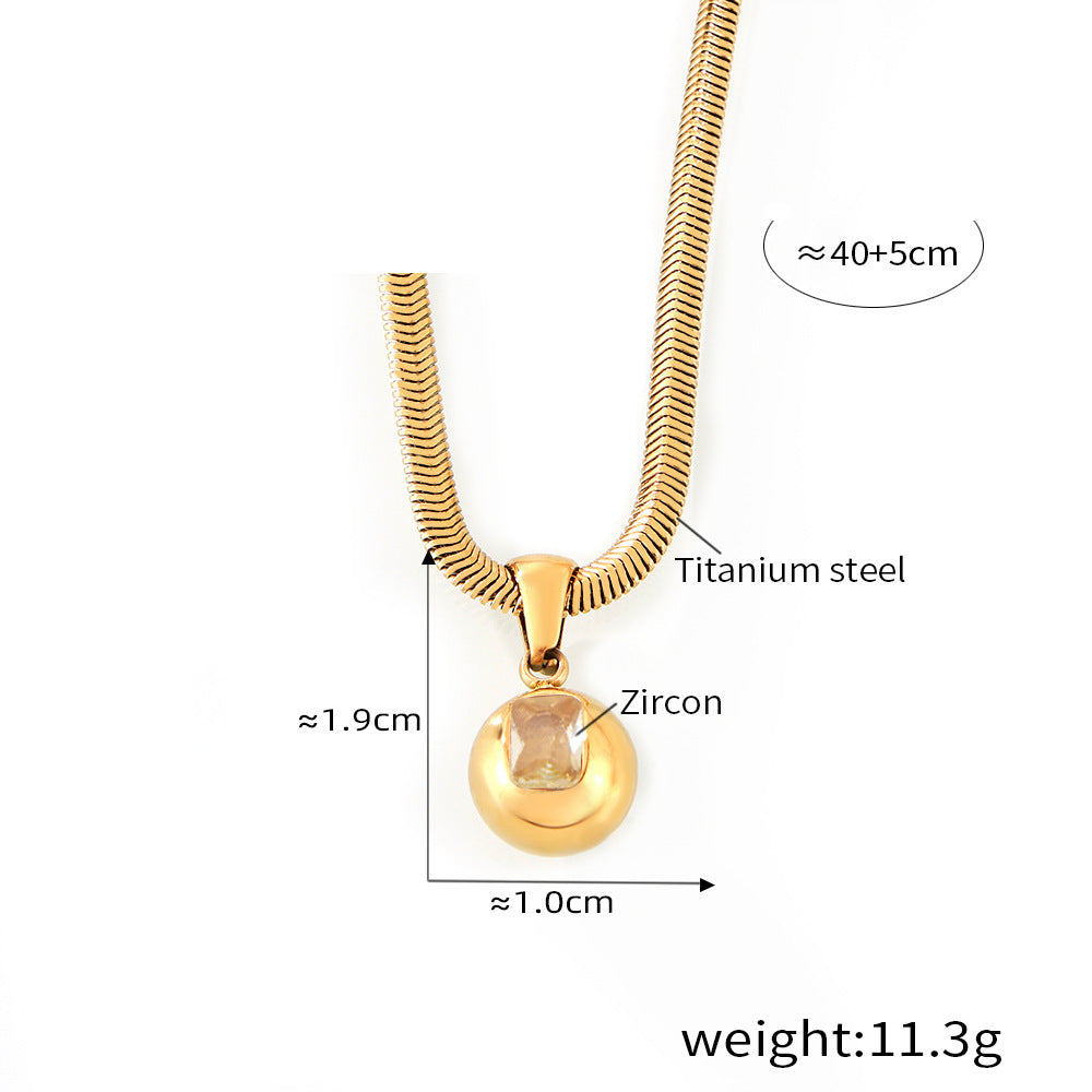 Round Zircon Pendant Necklace — dimensions and size reference 14
